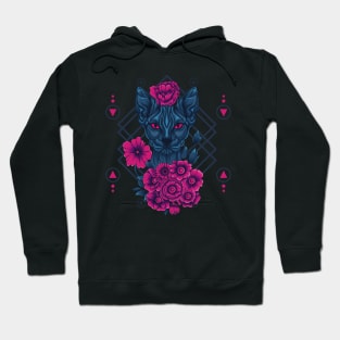 Floral Cat Sacred Geometry Hoodie